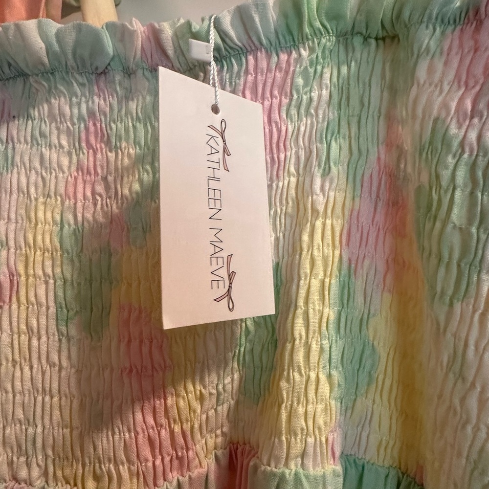 Tiered Pastel Tie-Dye Maxi Dress with Shoulder Ties - Picture 6 of 6